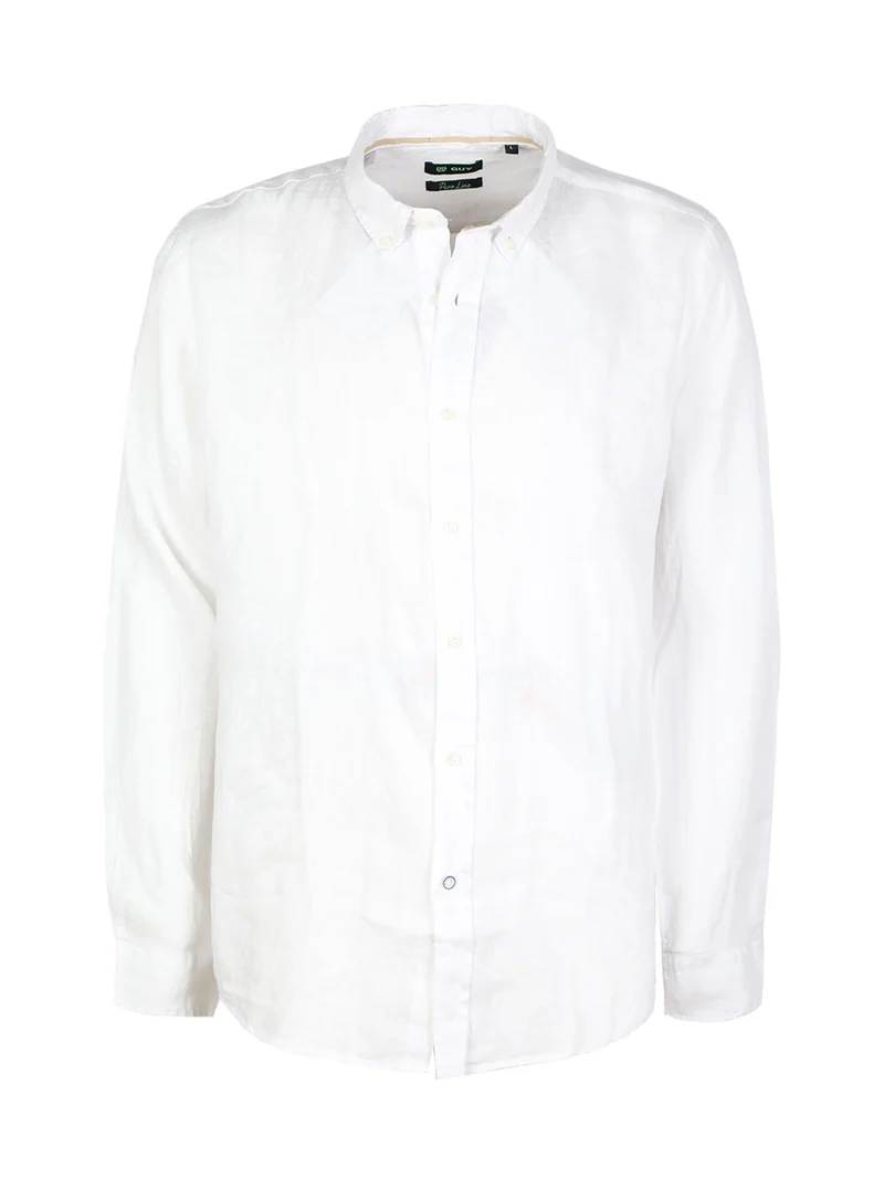 Camicia uomo in lino a manica lunga - bianco