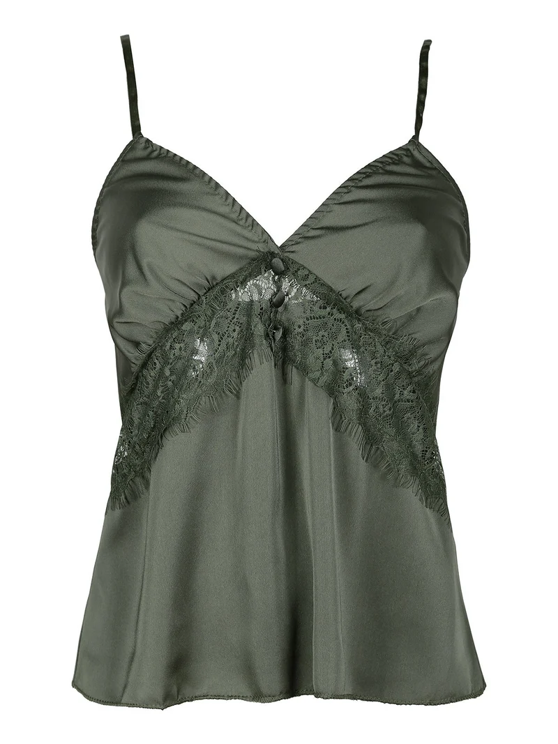 Top donna effetto raso - oliva