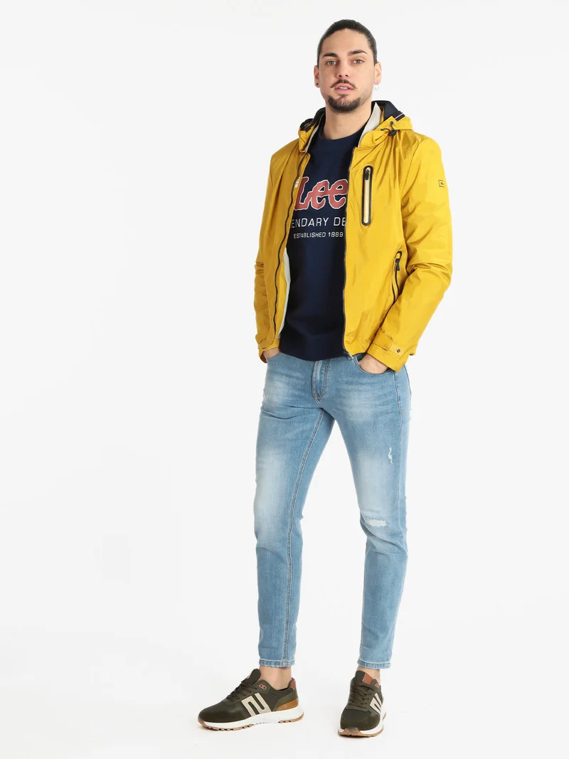 BLACKJACK Giacca a vento leggera da uomo con cappuccio - giallo