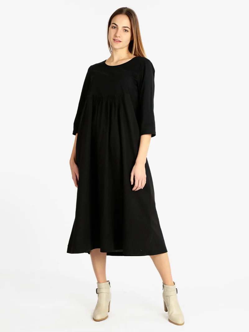 Vestito donna lungo in cotone - nero