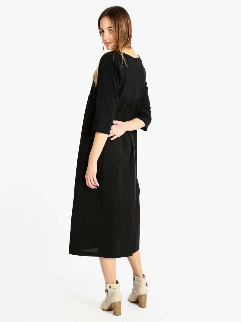 Vestito donna lungo in cotone - nero