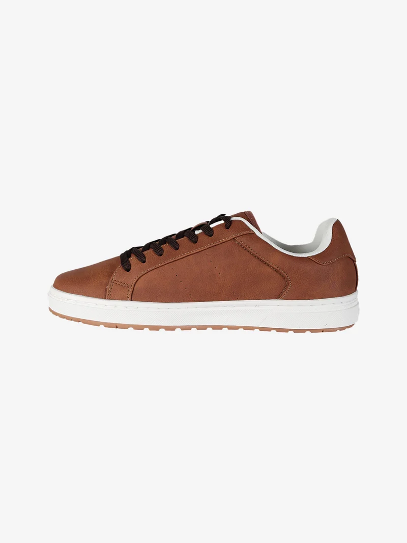 Sneakers basse da uomo in ecopelle - marrone