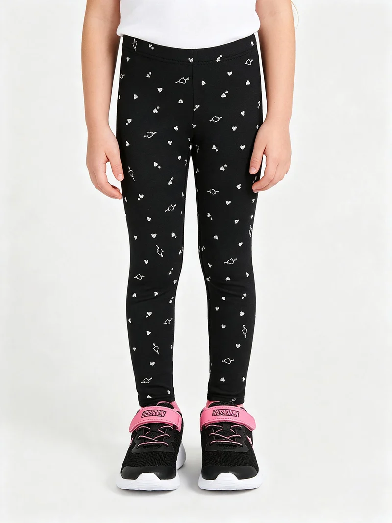 Leggings da bambina cuori glitter con interno felpato - blu scuro