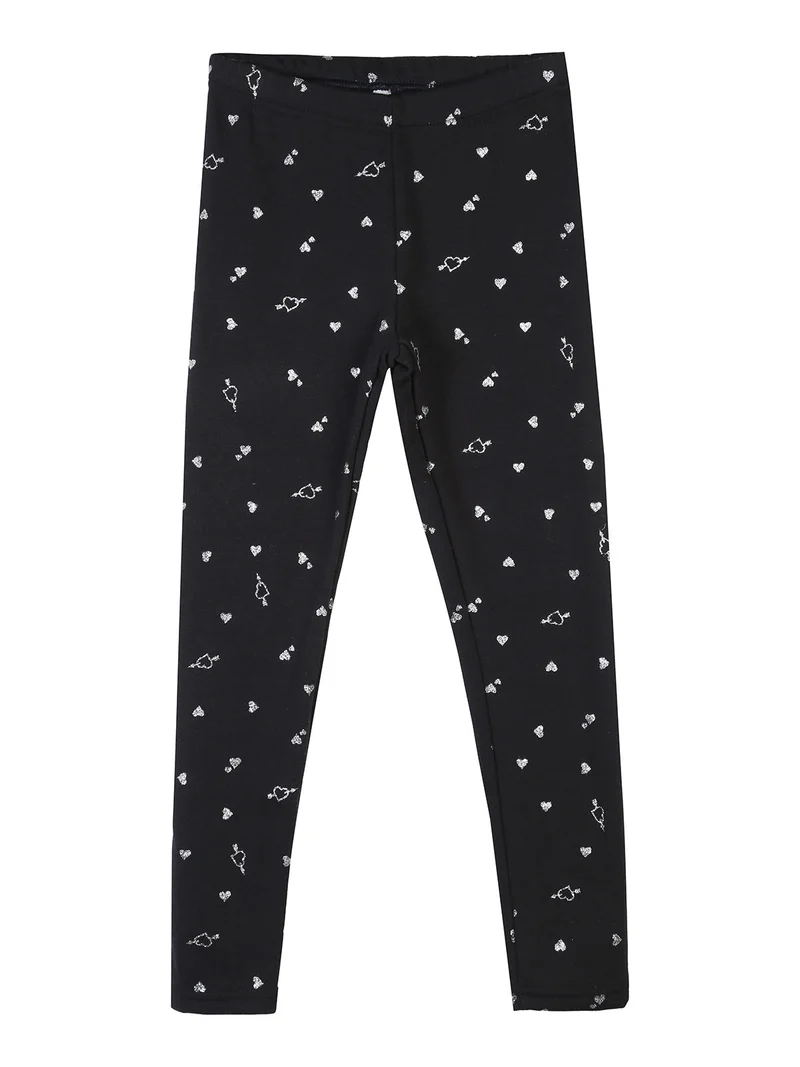 Leggings da bambina cuori glitter con interno felpato - blu scuro