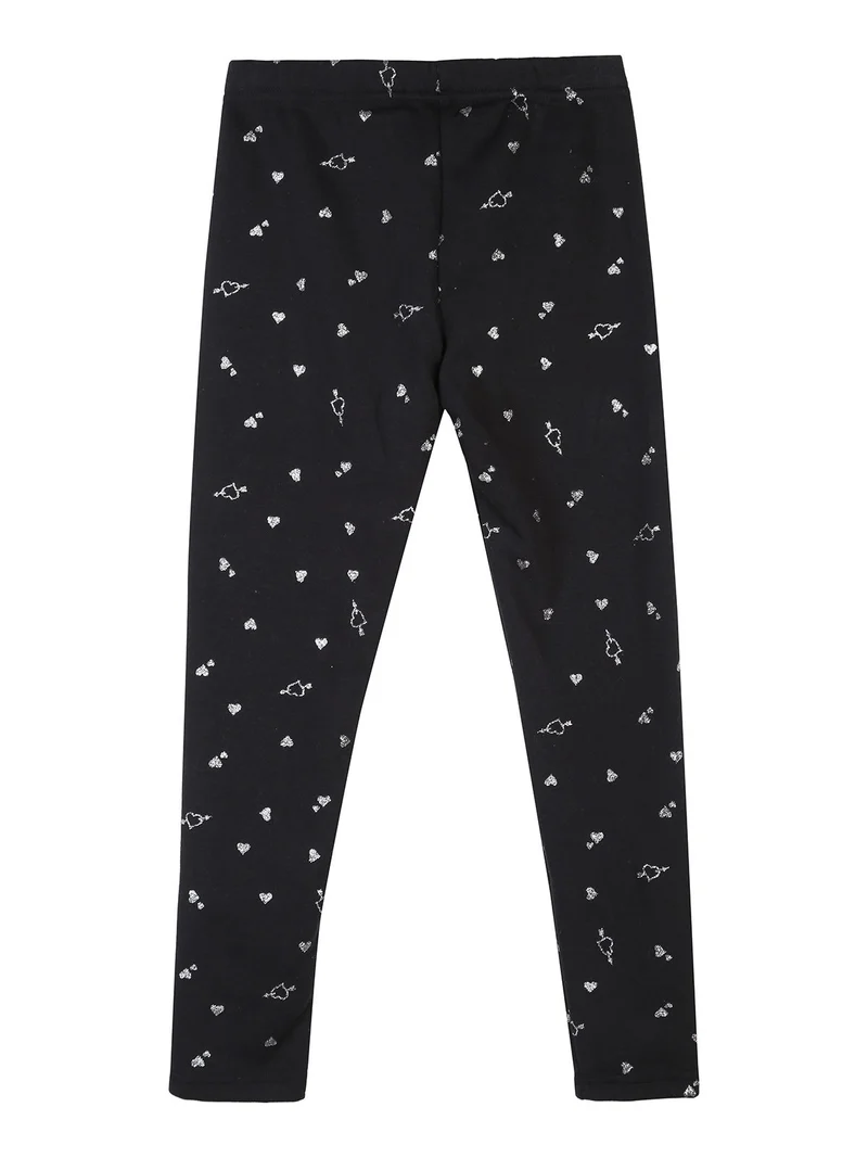 Leggings da bambina cuori glitter con interno felpato - blu scuro