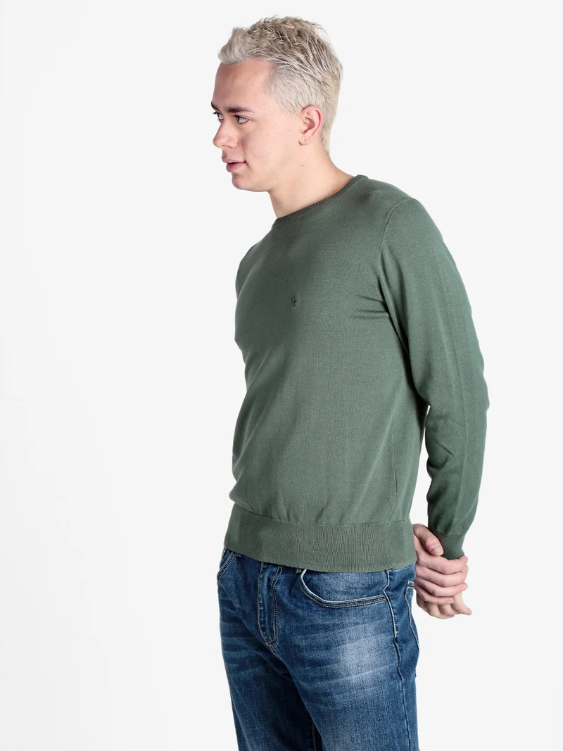 Pullover girocollo da uomo in cotone - verde