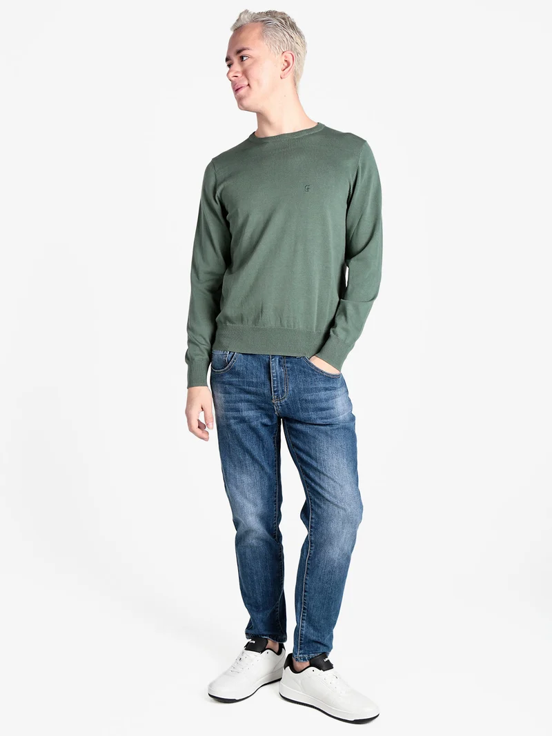 Pullover girocollo da uomo in cotone - verde