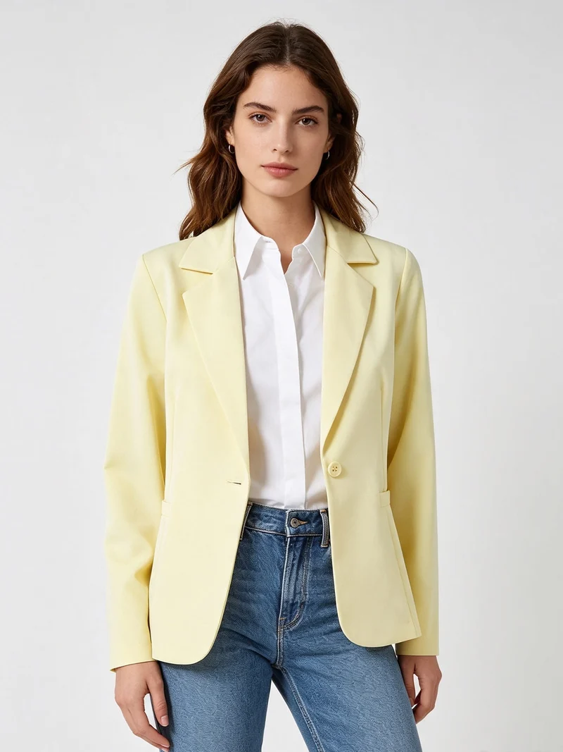 Blazer donna con bottone - giallo