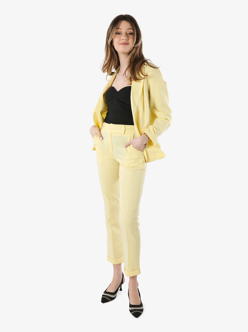 Blazer donna con bottone - giallo