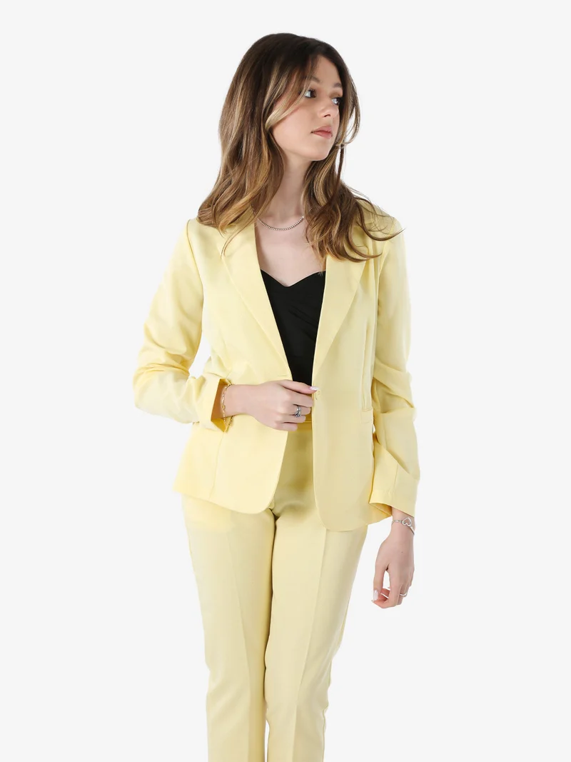 Blazer donna con bottone - giallo