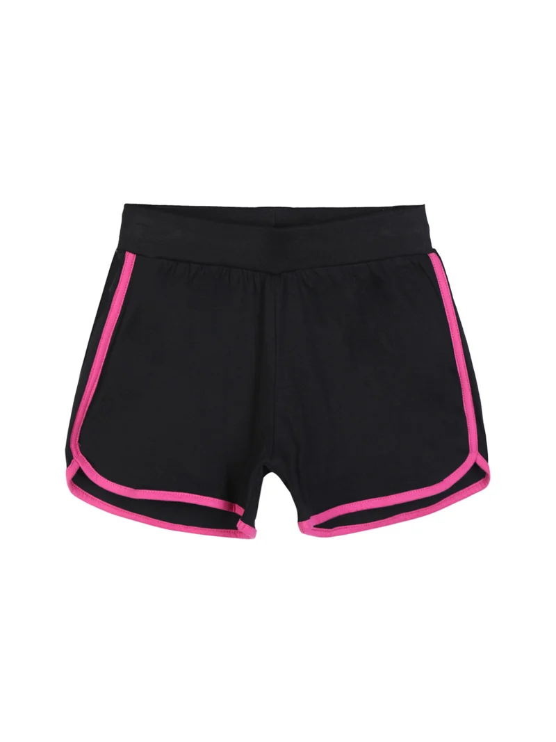 Completo corto sportivo 2 pezzi da bambina con strass - fucsia