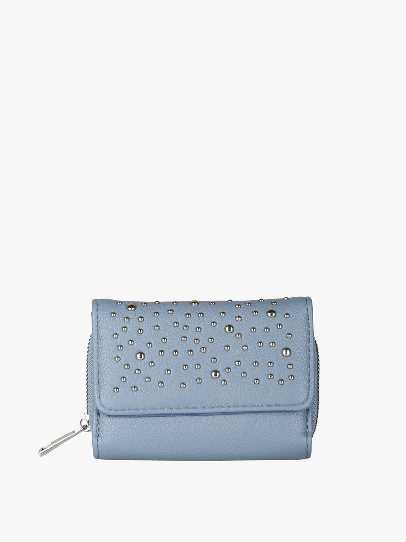 Portafoglio mini da donna con borchie - blu