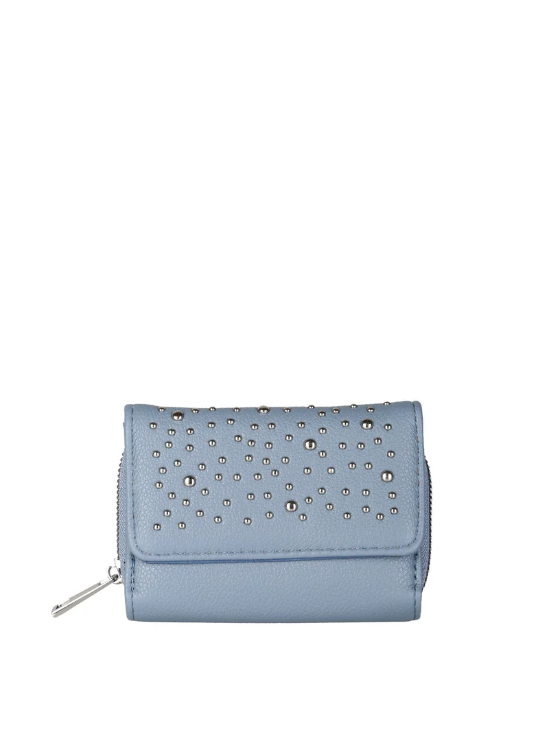 Portafoglio mini da donna con borchie - blu