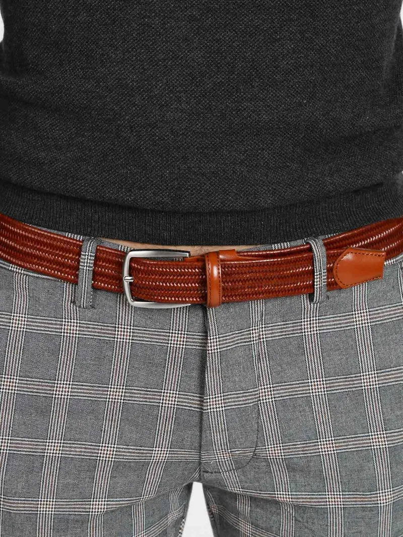 Cintura in pelle intrecciata - marrone