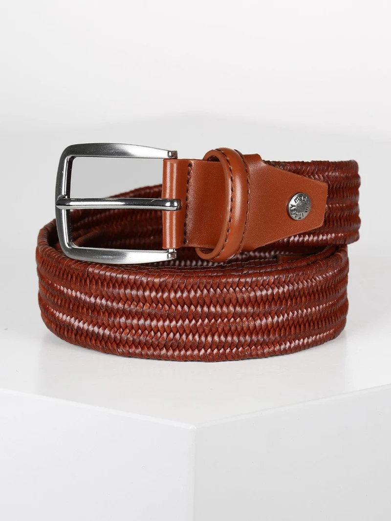 Cintura in pelle intrecciata - marrone