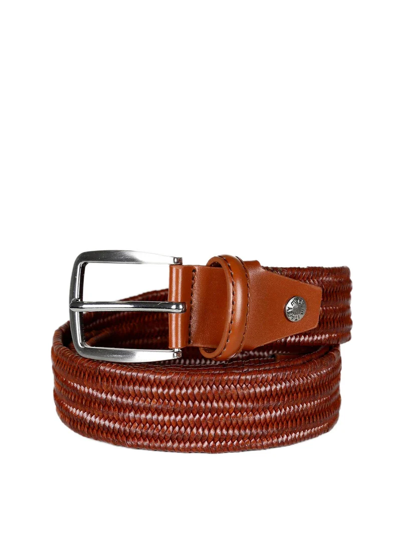 Cintura in pelle intrecciata - marrone