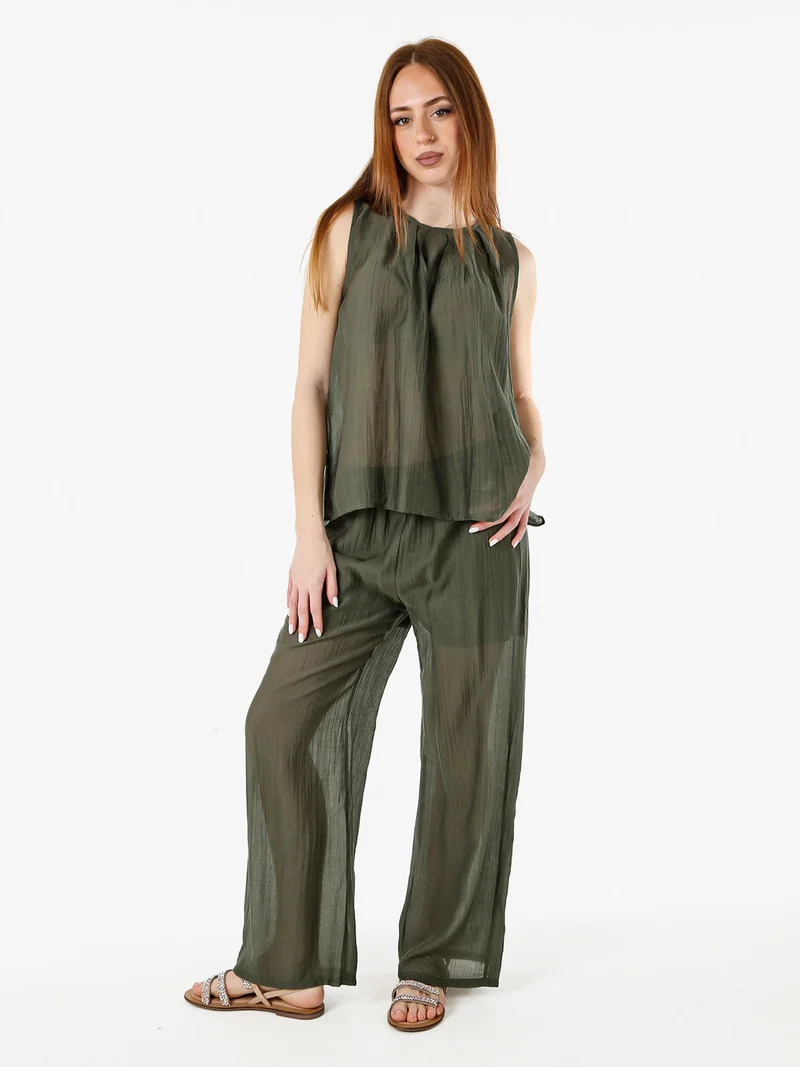 Top donna smanicato - militare