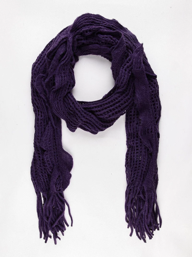 Sciarpa in maglia con frange - viola