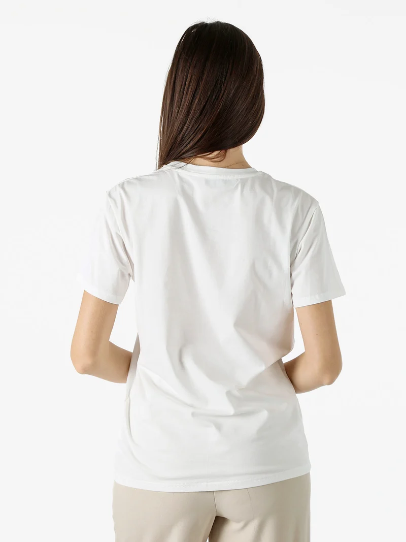 T-shirt donna in cotone con stampa - giallo