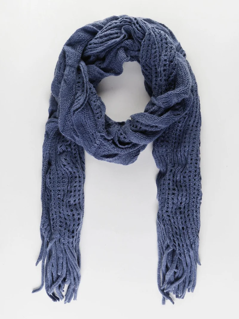Sciarpa con frange - blu