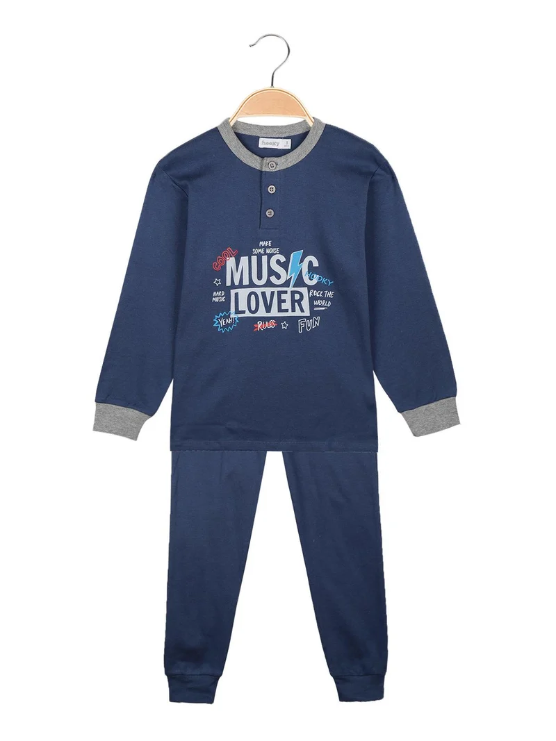 Pigiama lungo bambino con stampa disegno - blu