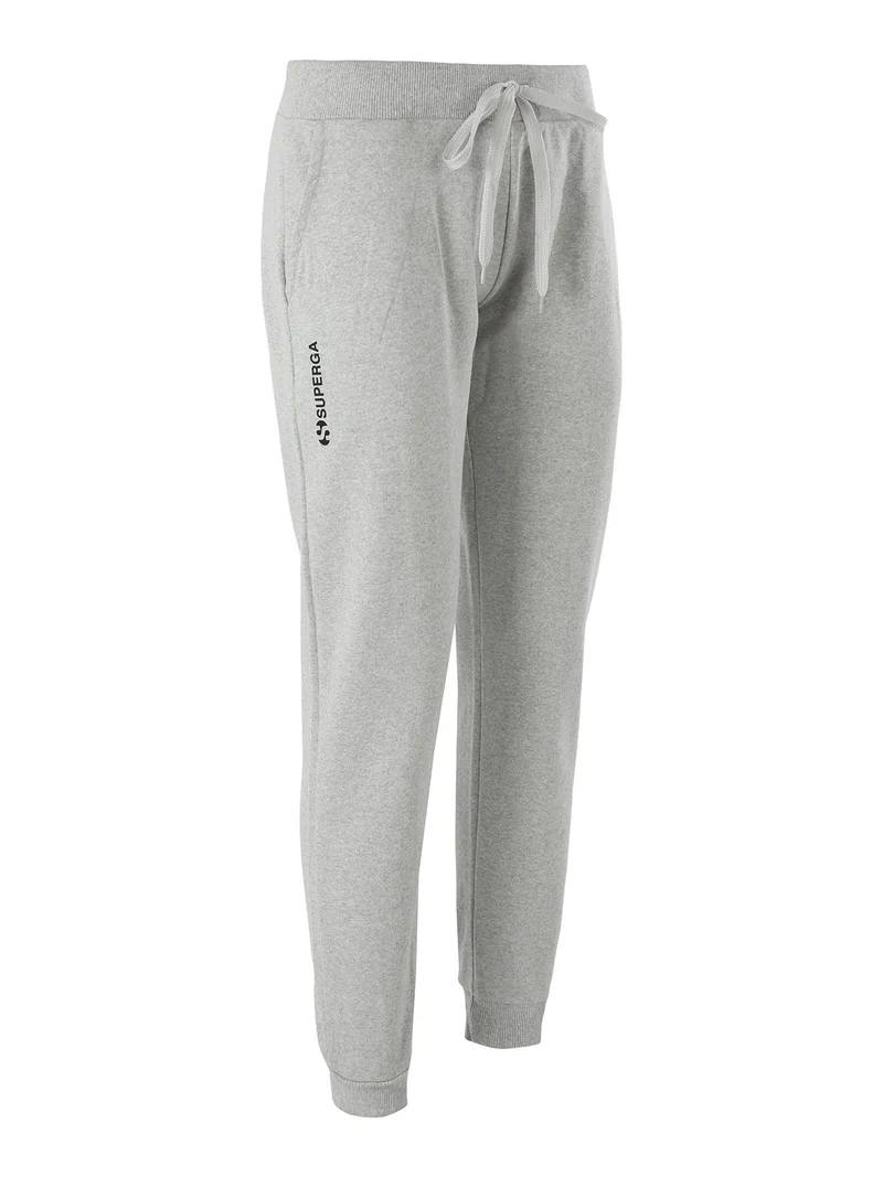 Pantaloni tuta da donna in felpa con coulisse e polsini - grigio