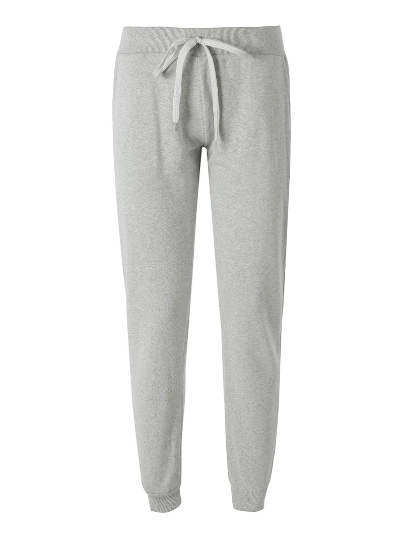 Pantaloni tuta da donna in felpa con coulisse e polsini - grigio