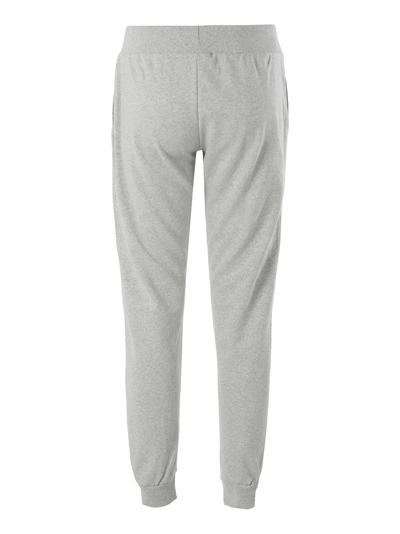 Pantaloni tuta da donna in felpa con coulisse e polsini - grigio