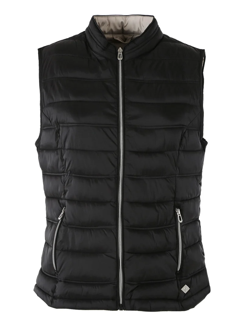 Gilet imbottito da donna con zip - nero