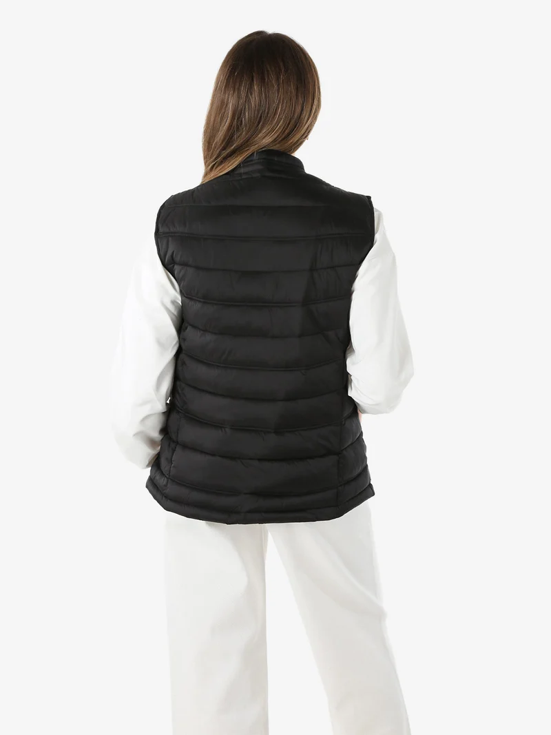 Gilet imbottito da donna con zip - nero
