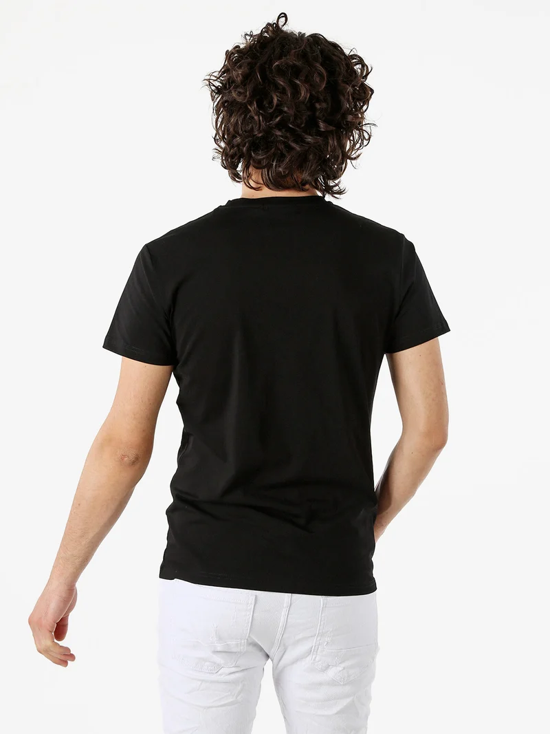 T-shirt da uomo in cotone con stampa - nero