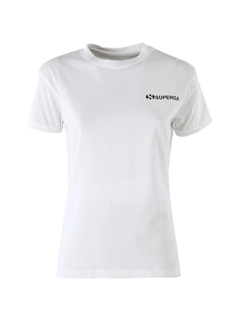Superga T-shirt girocollo da donna in cotone con logo - bianco