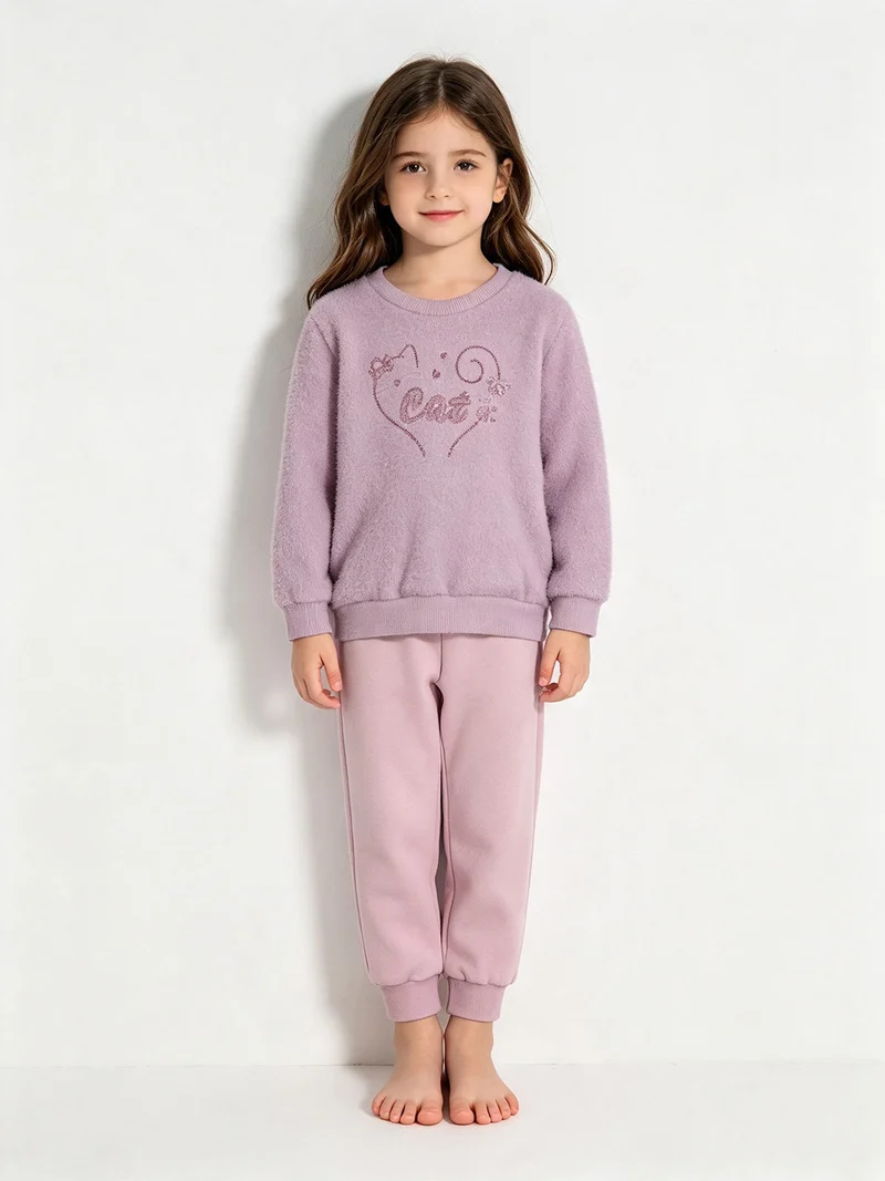 Completo 2 pezzi da neonata con felpa e pantaloni tuta - rosa