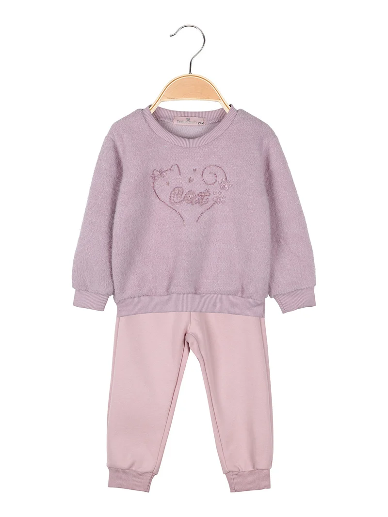 Completo 2 pezzi da neonata con felpa e pantaloni tuta - rosa