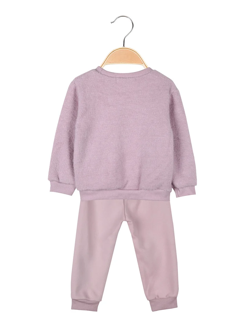 Completo 2 pezzi da neonata con felpa e pantaloni tuta - rosa