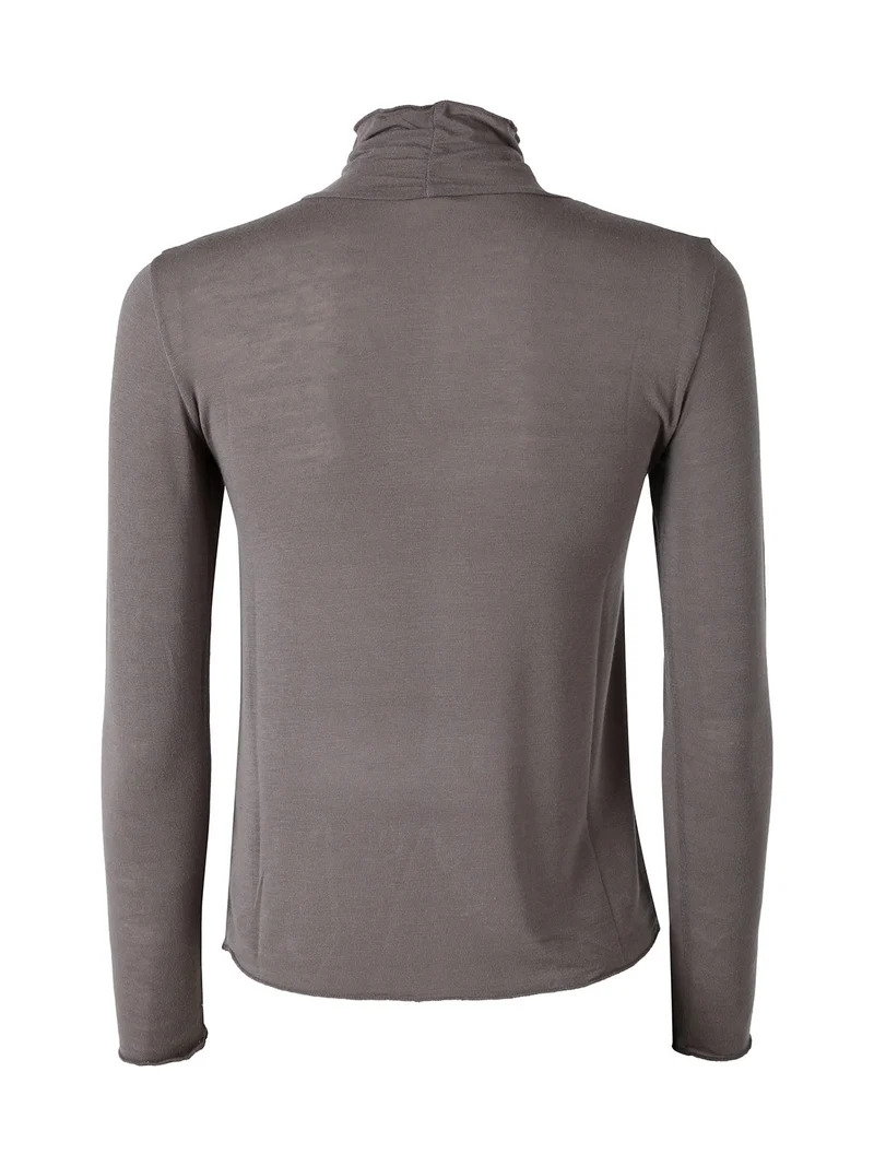 Maglia dolcevita da donna in misto cashmere a maniche lunghe - fango