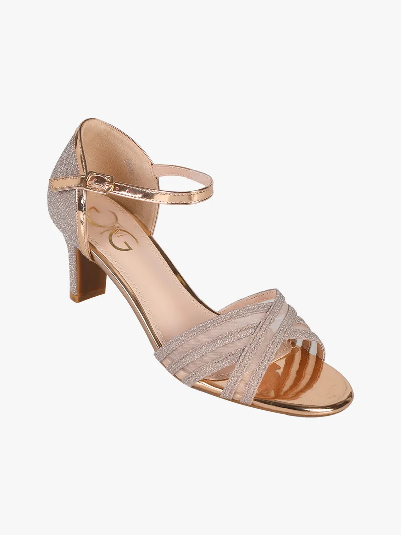 Sandali donna glitter chiusi sul tallone - champagne