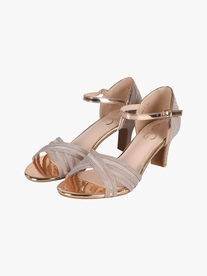 Sandali donna glitter chiusi sul tallone - champagne