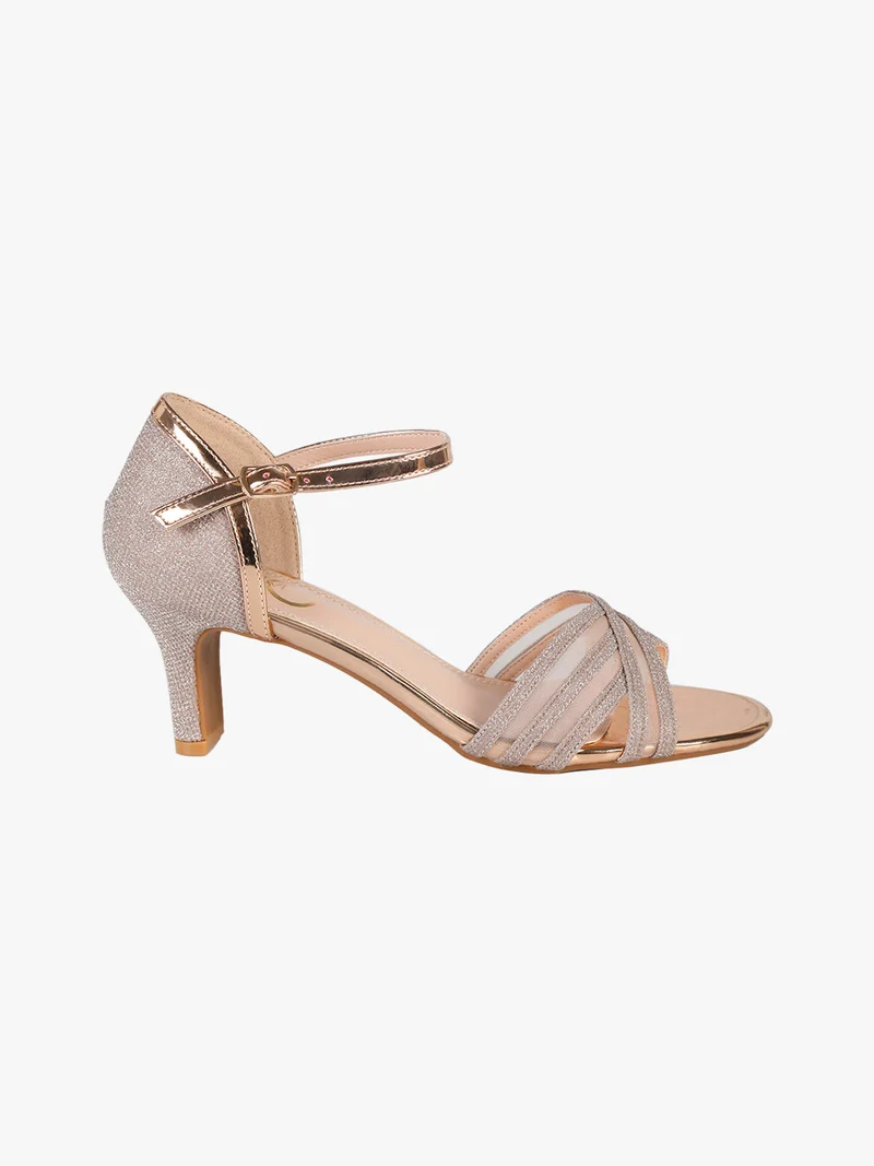 Sandali donna glitter chiusi sul tallone - champagne