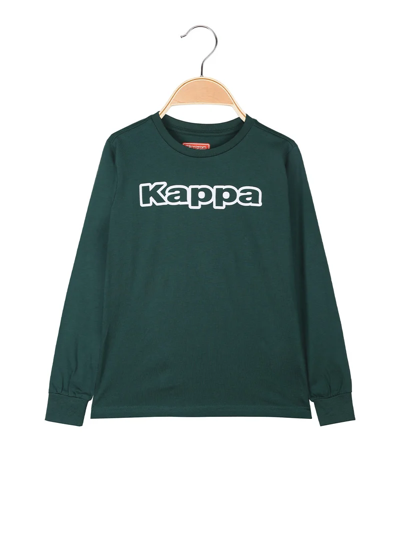 T--shirt girocollo a maniche lunghe da ragazzo con logo - militare