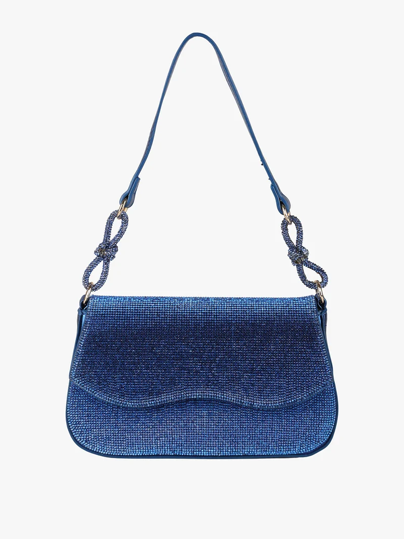 Borsa donna rigida con strass - blu