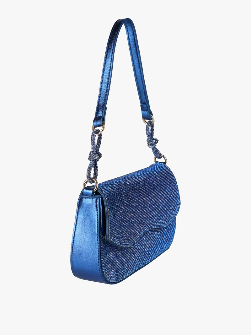 Borsa donna rigida con strass - blu