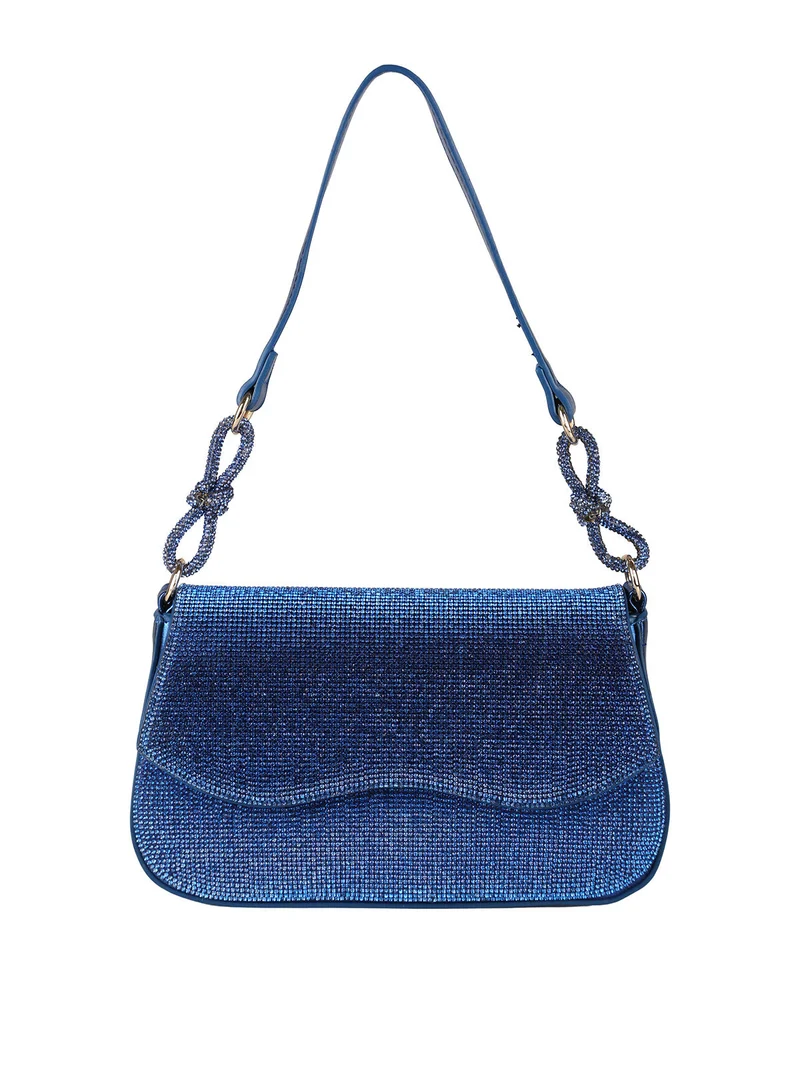 Borsa donna rigida con strass - blu