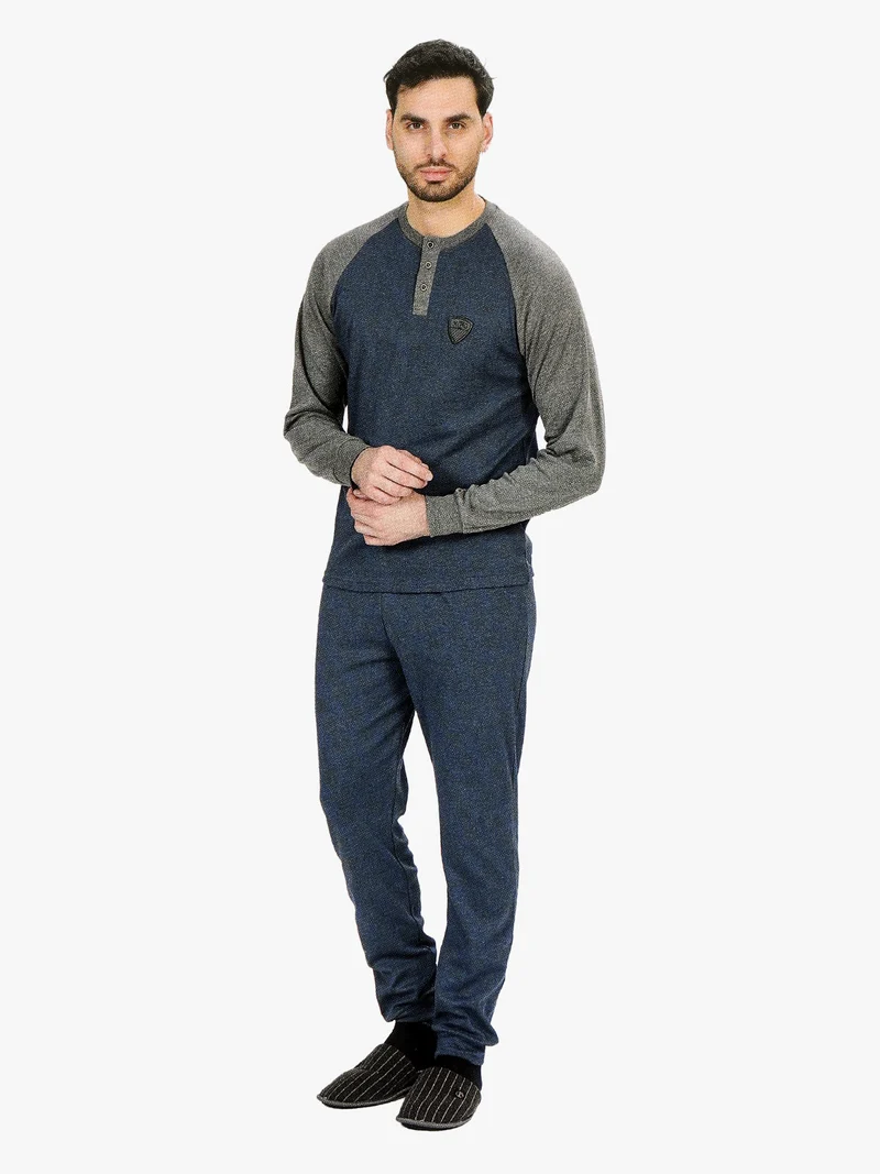 Pigiama lungo da uomo in cotone - jeans