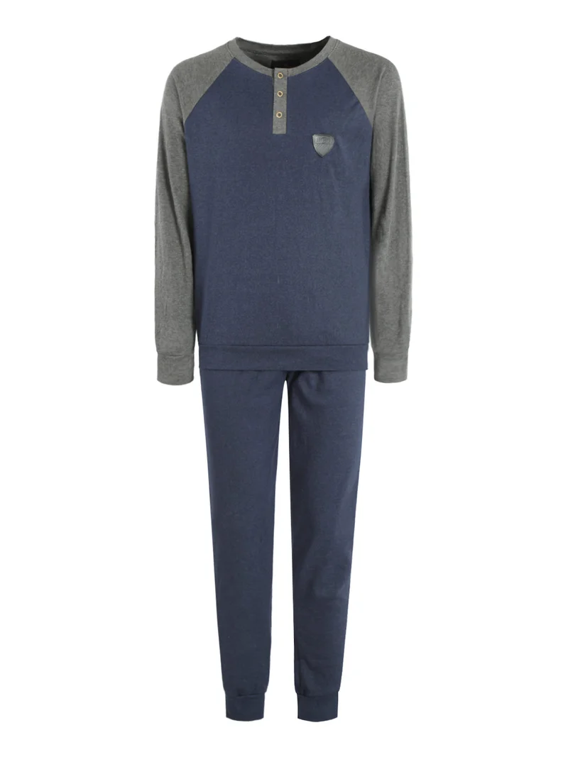 Pigiama lungo da uomo in cotone - jeans