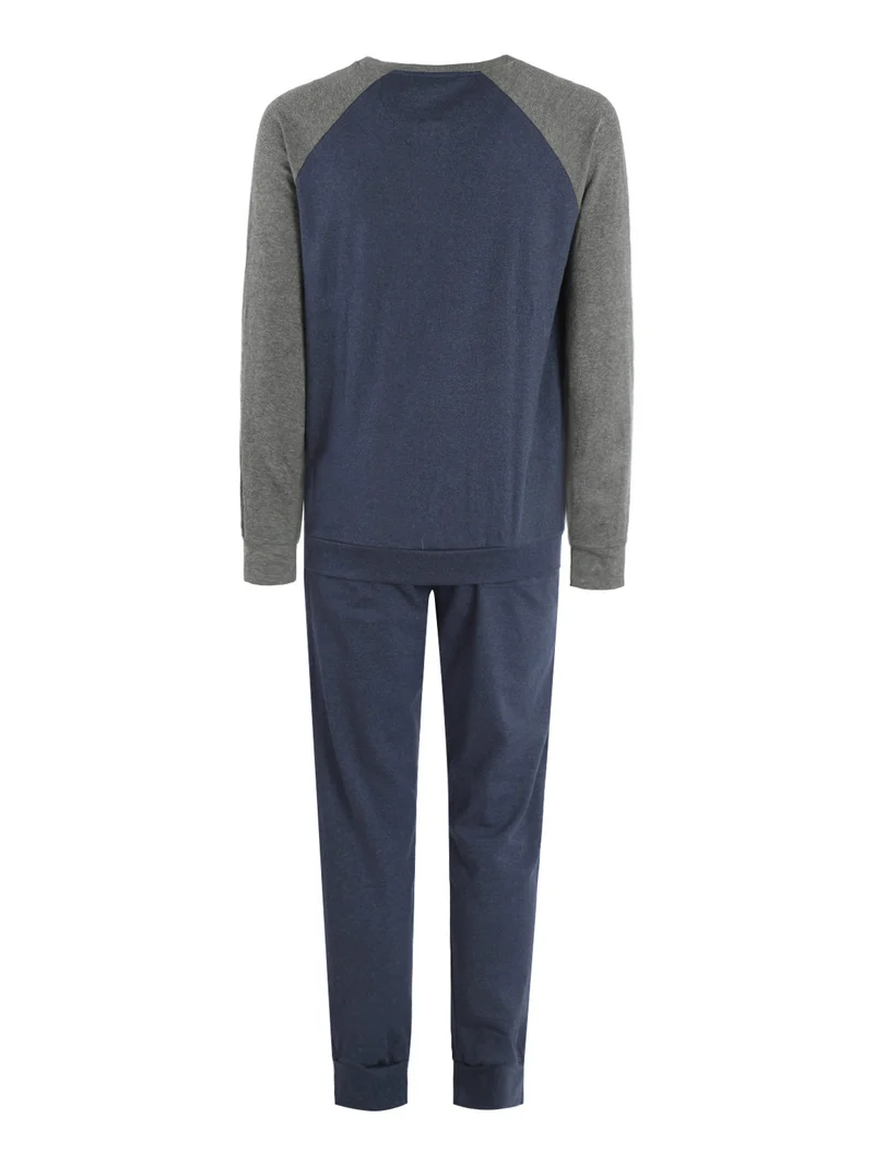 Pigiama lungo da uomo in cotone - jeans