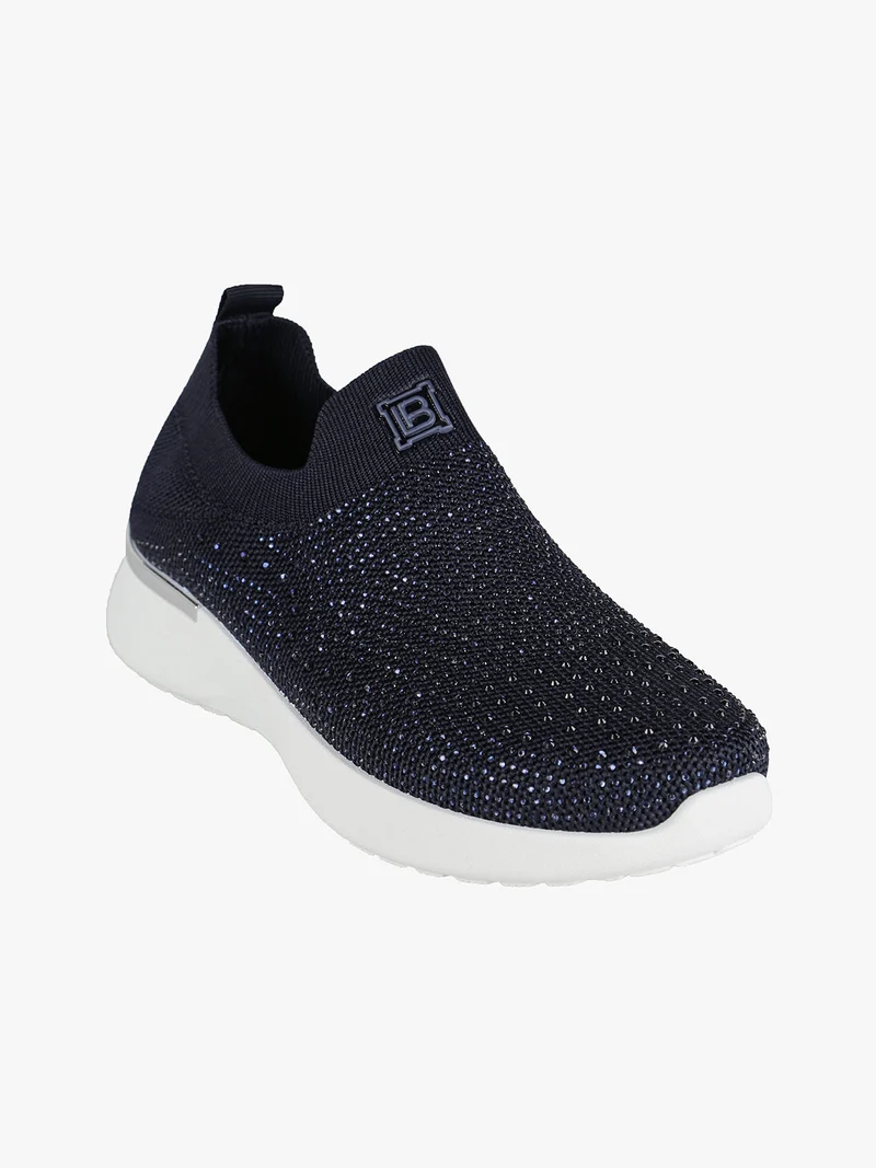 Sneakers donna slip on con strass - blu scuro