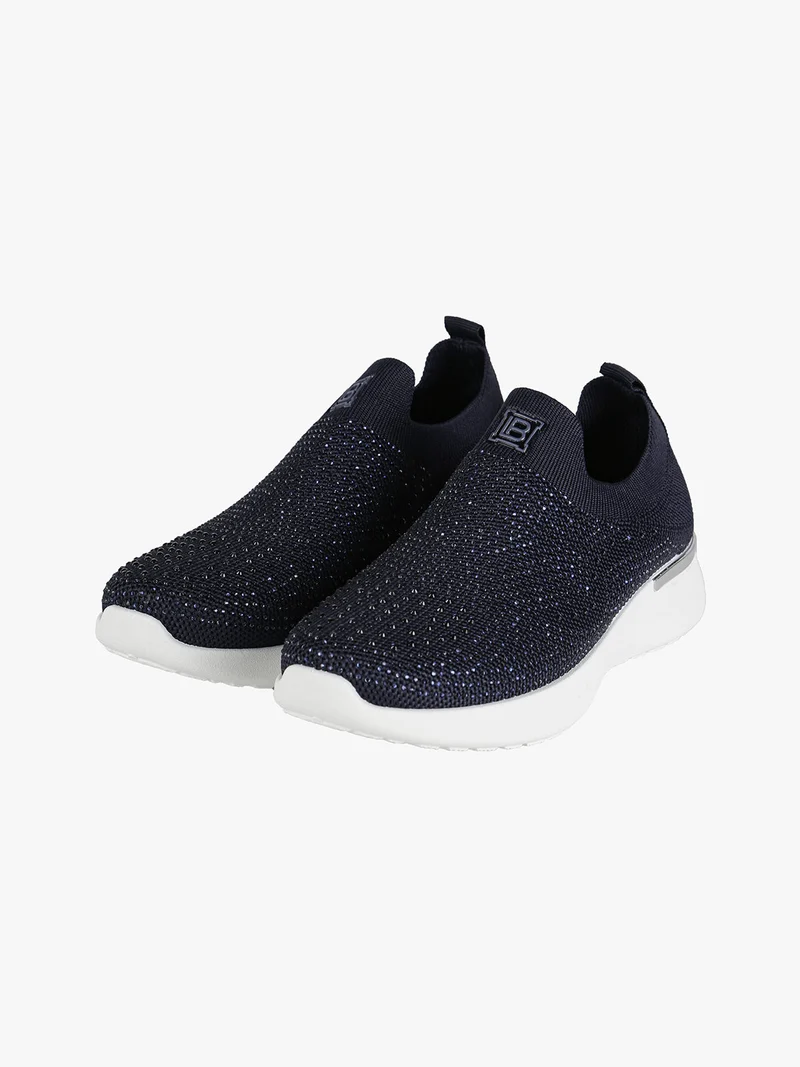 Sneakers donna slip on con strass - blu scuro