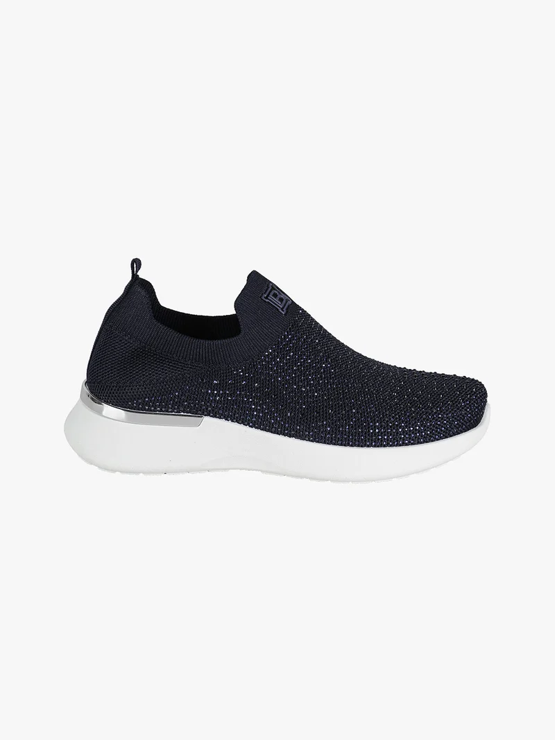 Sneakers donna slip on con strass - blu scuro
