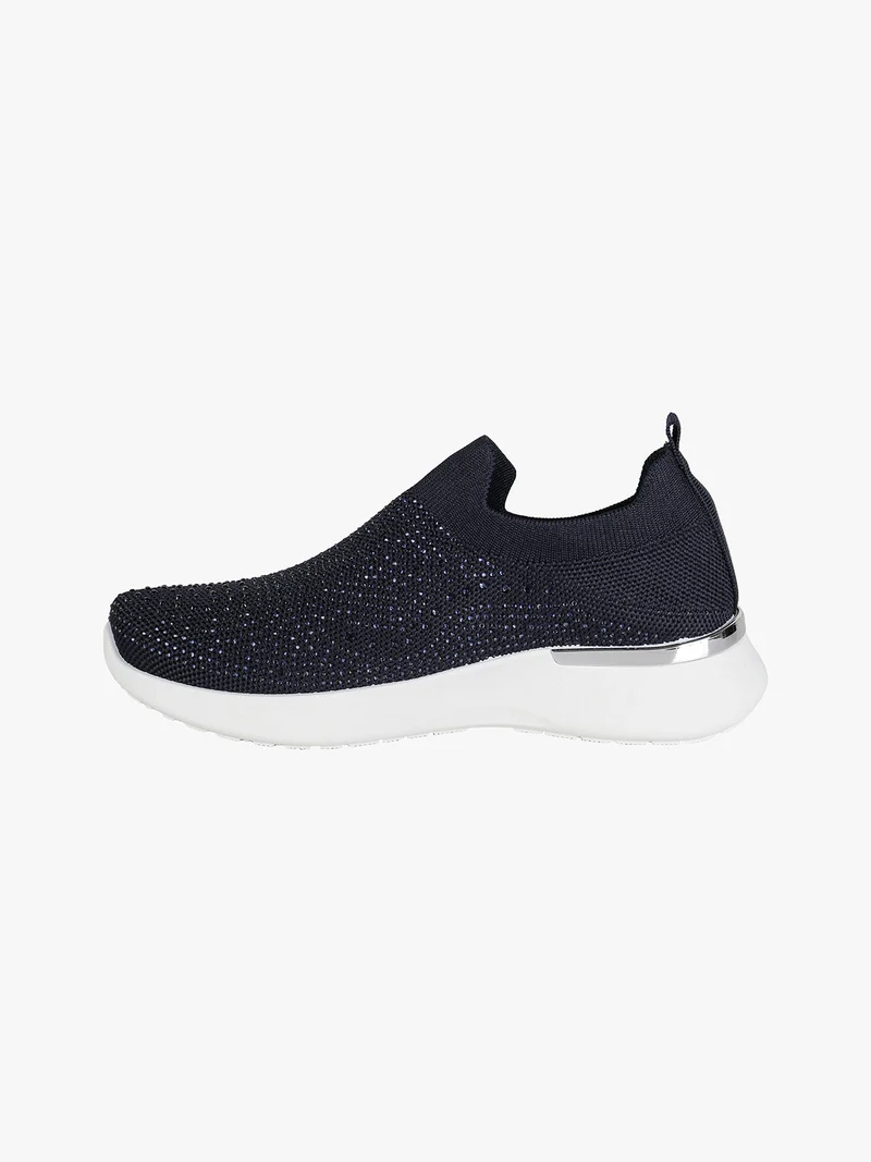 Sneakers donna slip on con strass - blu scuro